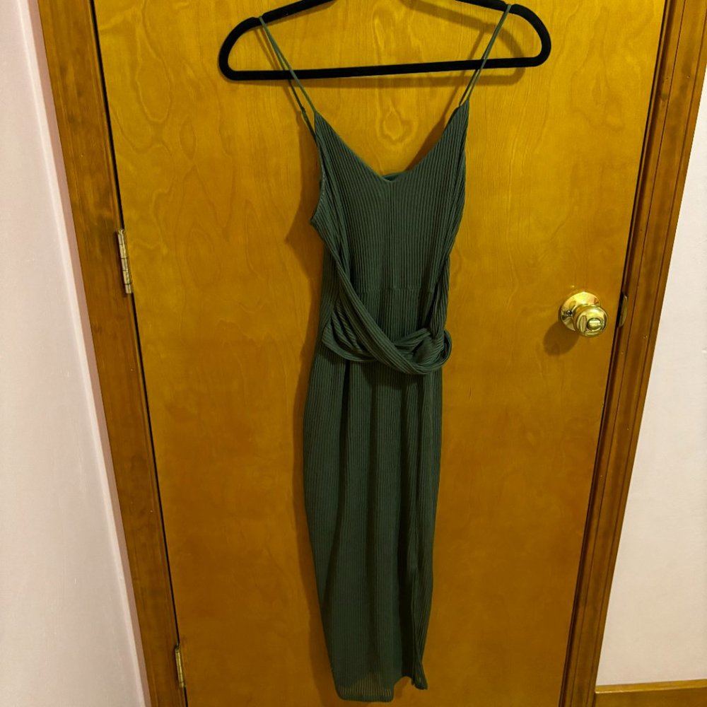 Express Olive Green Dress with Front Tie